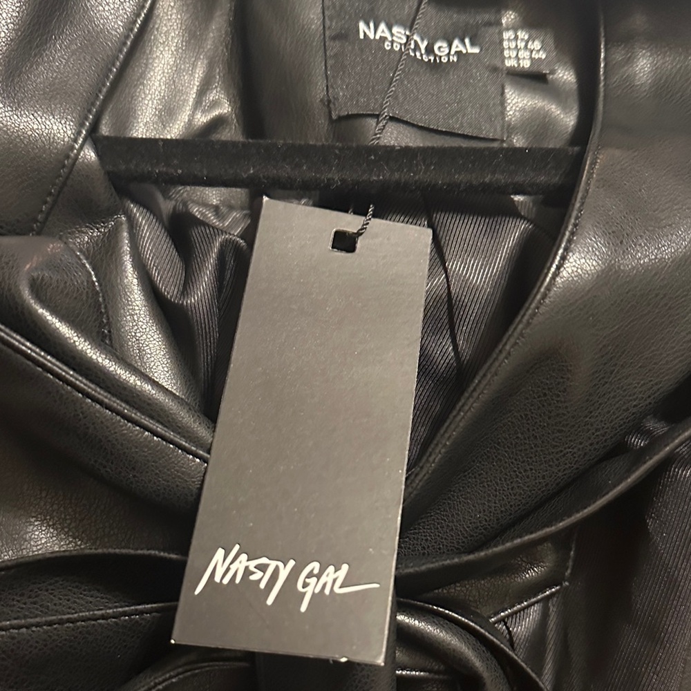 Nasty Gal Black Leather Look Jacket - Picture 10 of 11